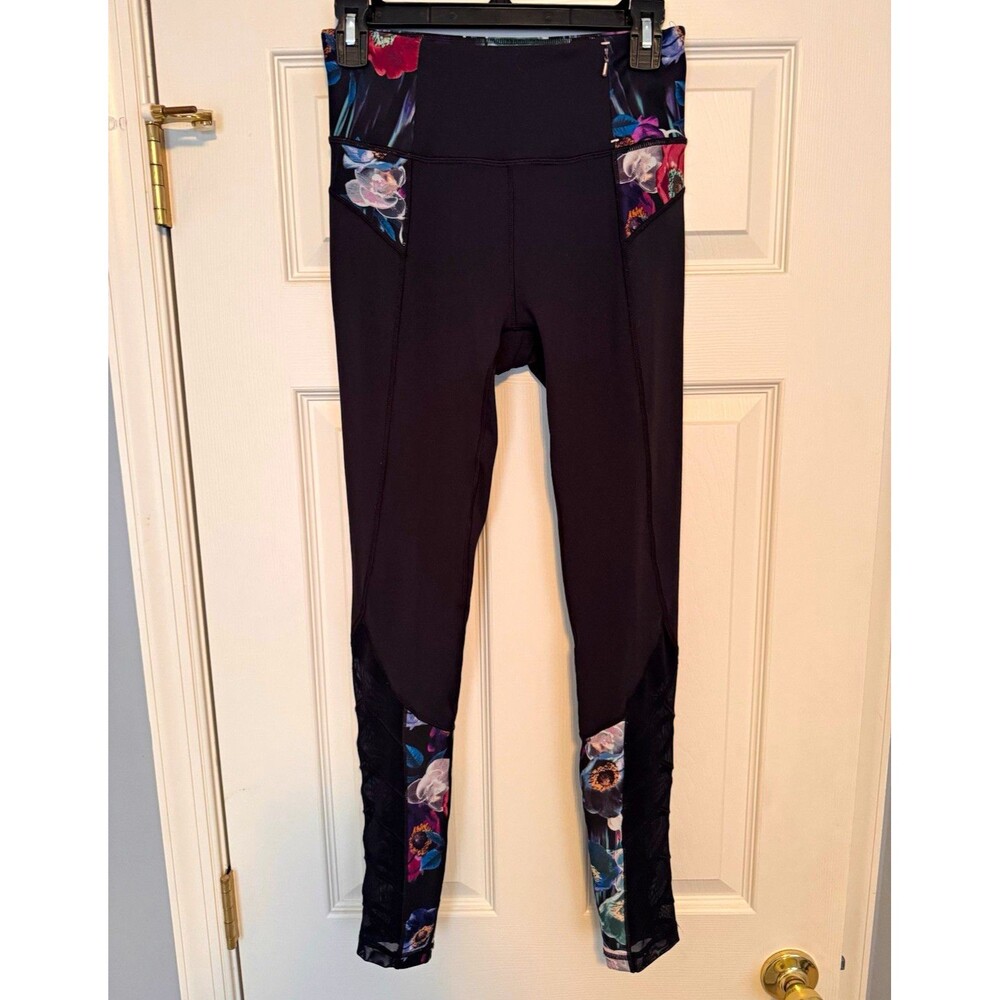 CALIA by Carrie Underwood Women’s High Rise Black Floral Leggings, size small